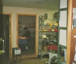 Another view through Joe's room's doorway. Joel is working at the Steenbeck in BG.